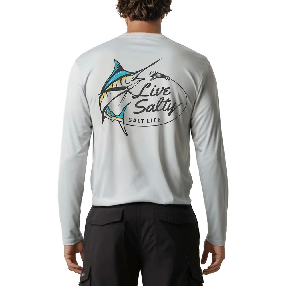 Salt Life Mens SLX UVapor Long Sleeve Performance UV Tee Grey XL UPF 50 NWT